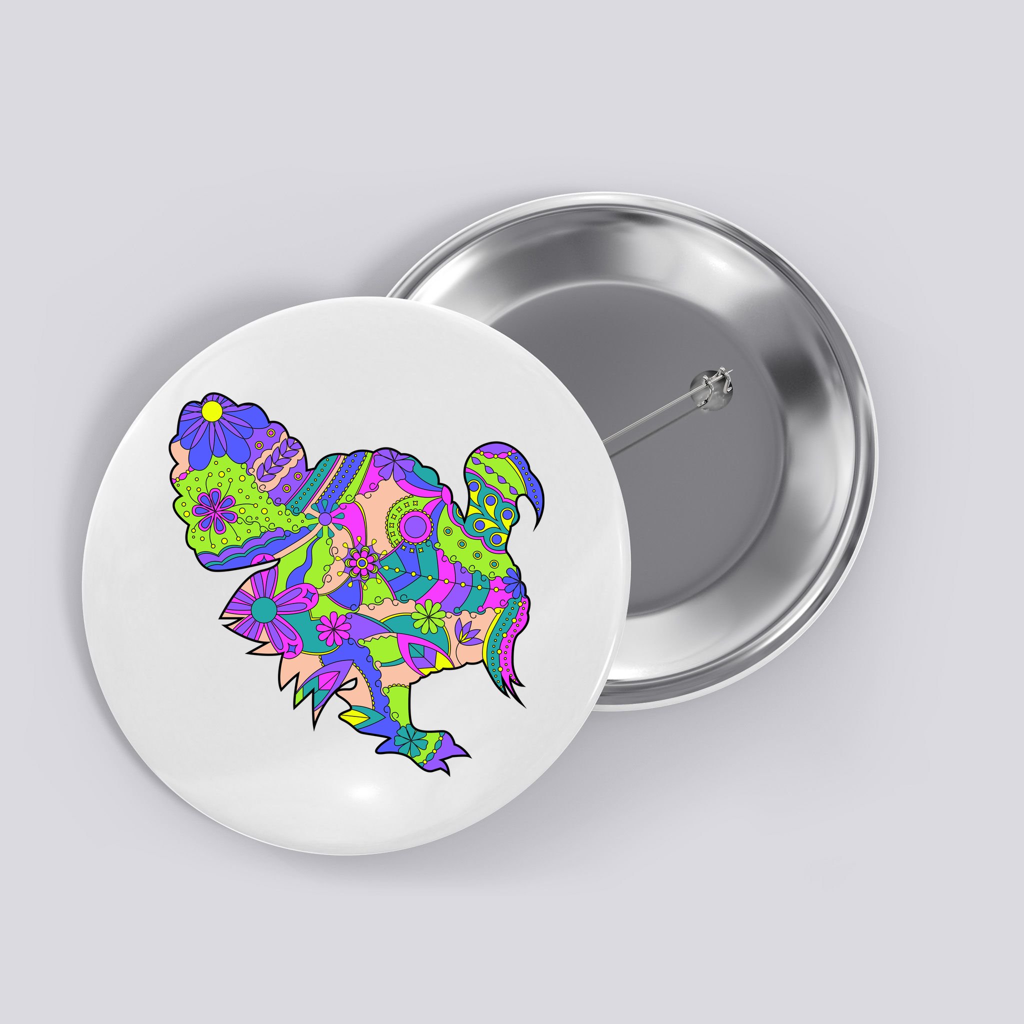 Colorful Turkey Abstract Button