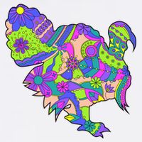 Colorful Turkey Abstract Button