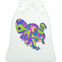 Colorful Turkey Abstract Ceramic Bell Ornament