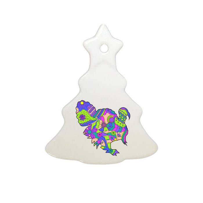 Colorful Turkey Abstract Ceramic Tree Ornament