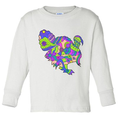 Colorful Turkey Abstract Toddler Long Sleeve Shirt