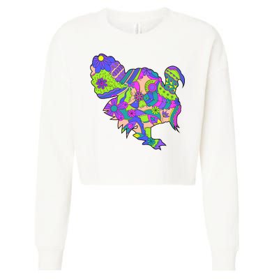 Colorful Turkey Abstract Cropped Pullover Crew