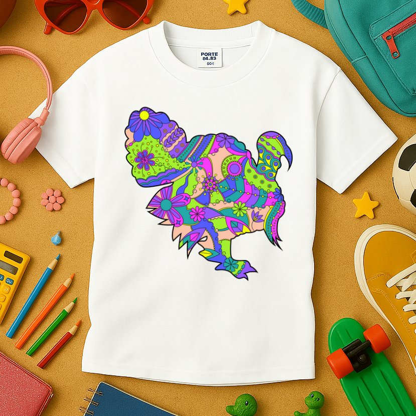 Colorful Turkey Abstract Kids T-Shirt
