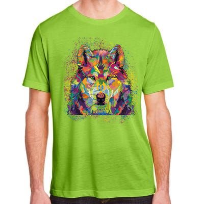 Colorful Wild Wolf Art Pattern Adult ChromaSoft Performance T-Shirt