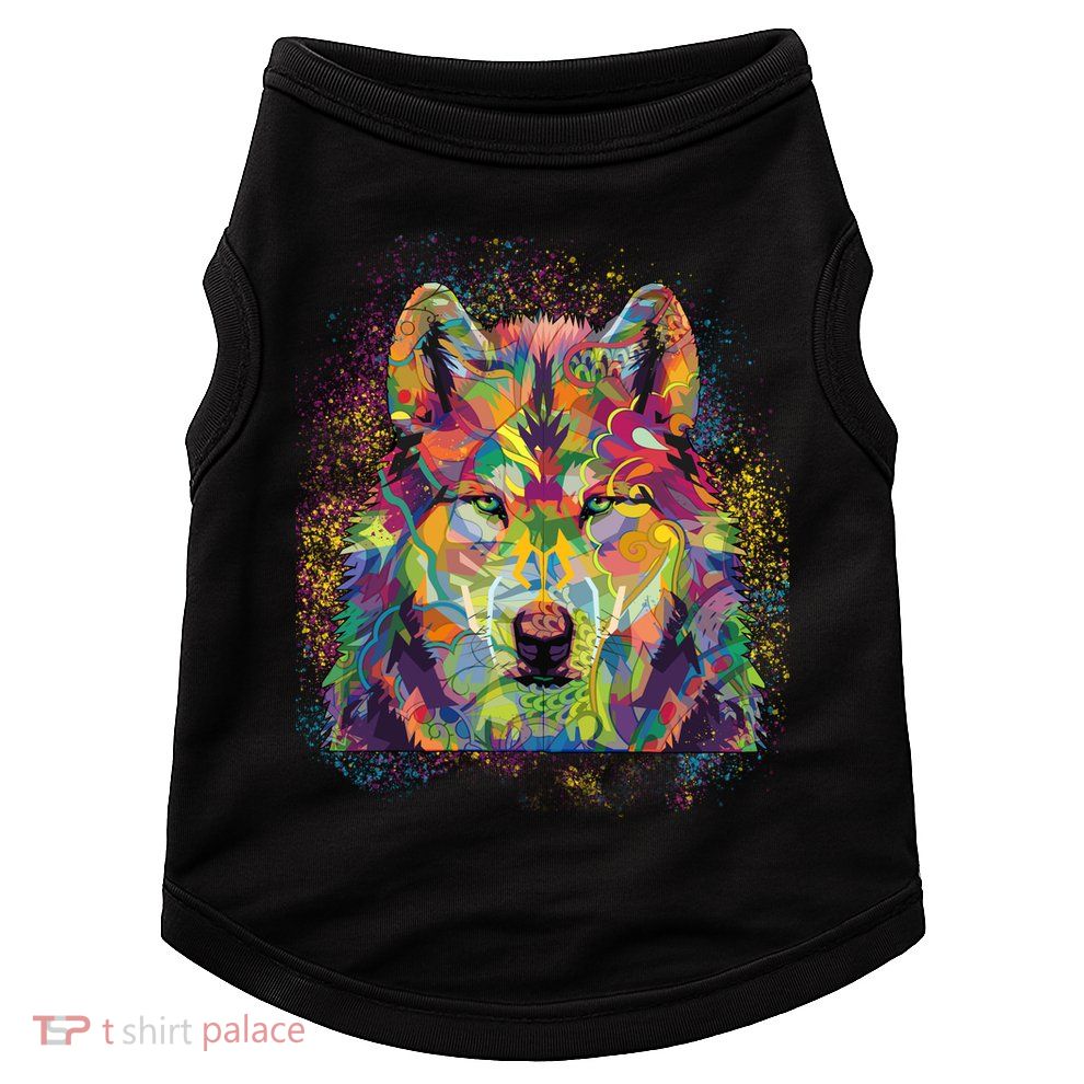 Colorful Wild Wolf Art Pattern Doggie Tank