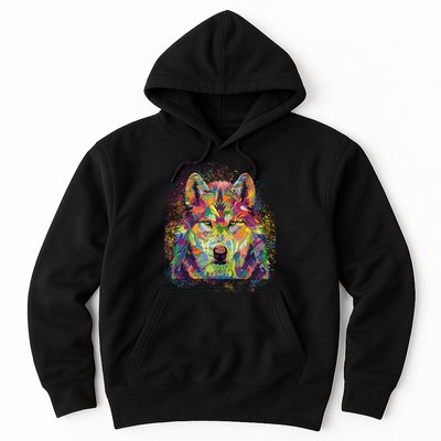 Colorful Wild Wolf Art Pattern Hoodie