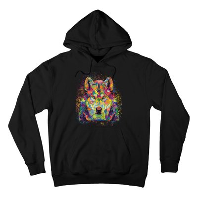 Colorful Wild Wolf Art Pattern Hoodie