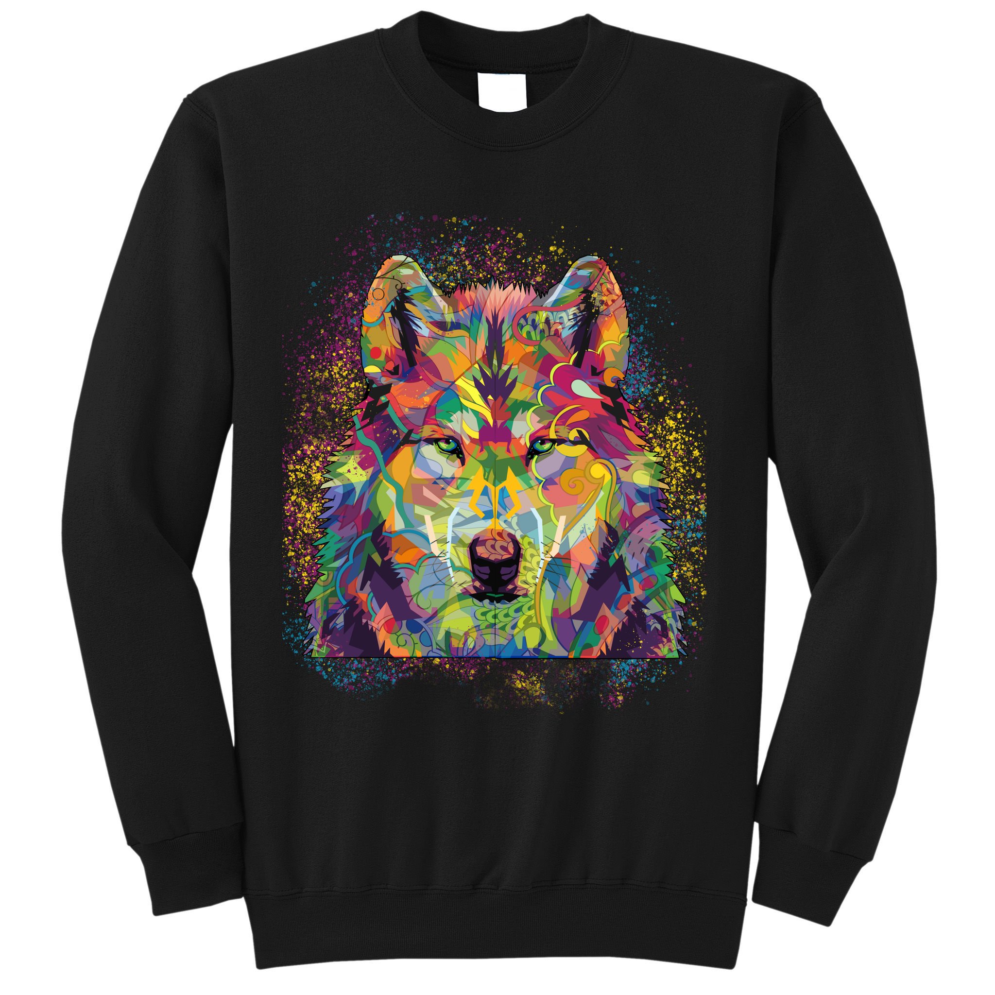 Colorful Wild Wolf Art Pattern Sweatshirt