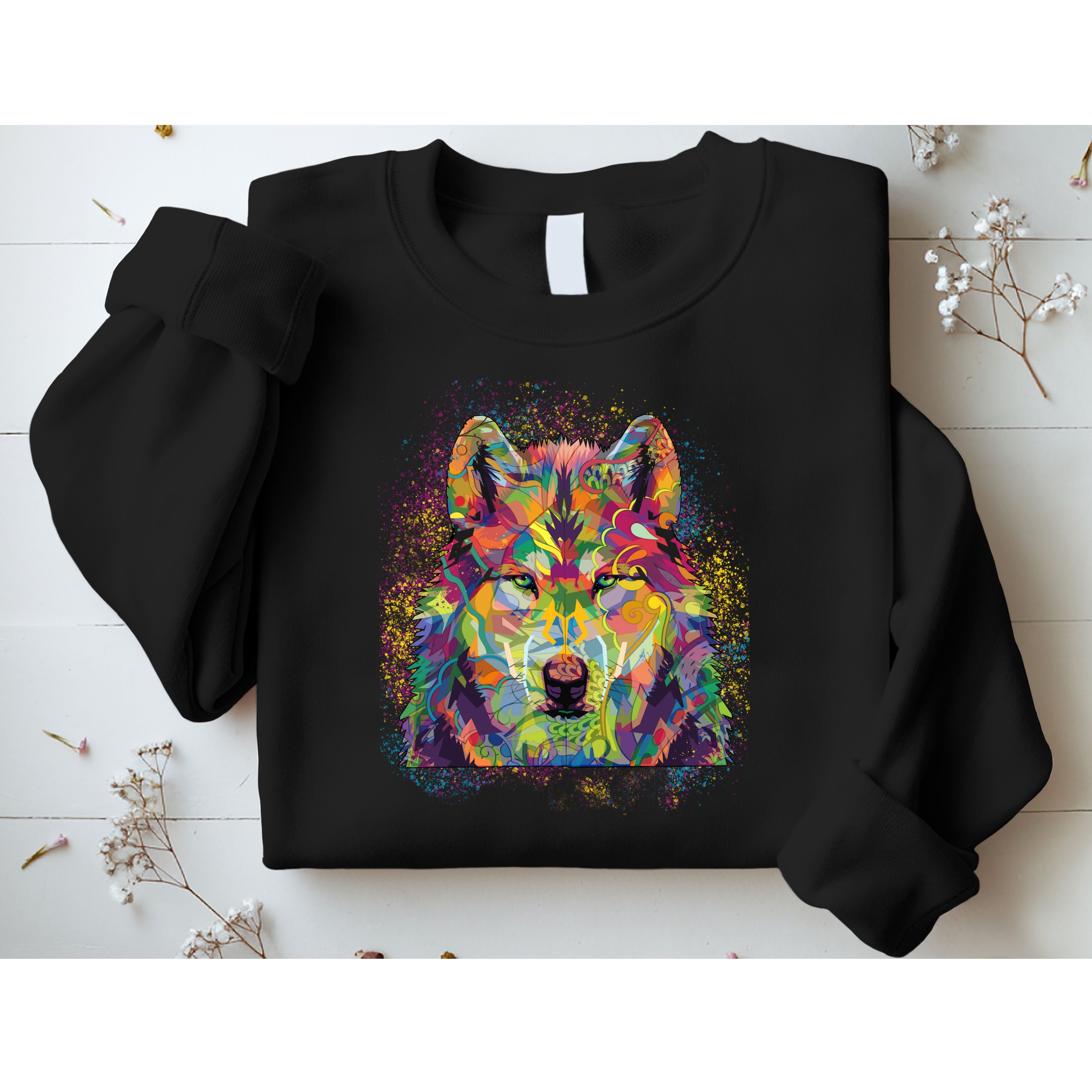 Colorful Wild Wolf Art Pattern Sweatshirt