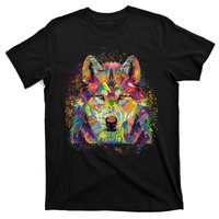 Colorful Wild Wolf Art Pattern T-Shirt