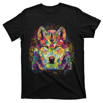 Colorful Wild Wolf Art Pattern T-Shirt