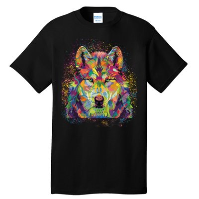 Colorful Wild Wolf Art Pattern Tall T-Shirt