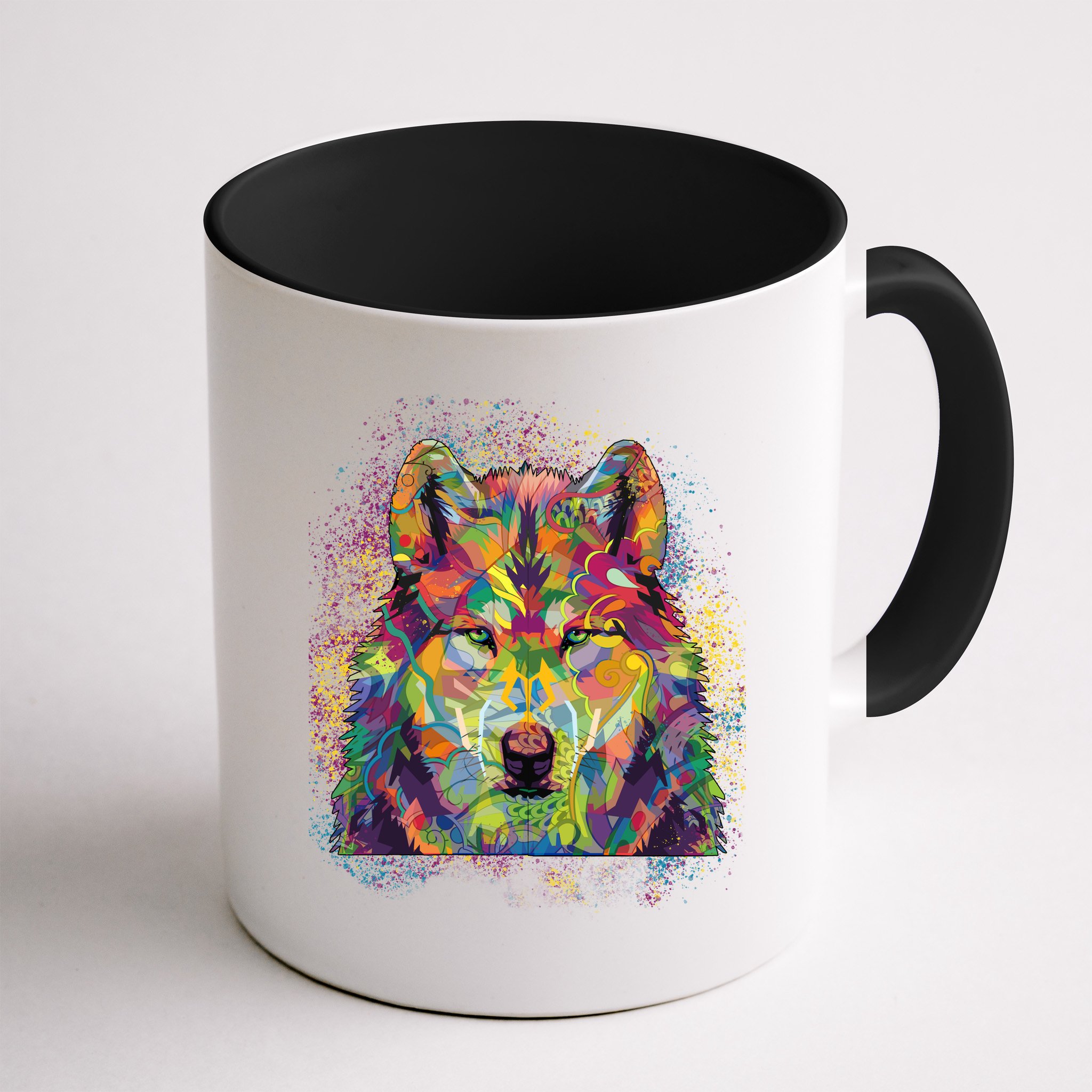 Colorful Wild Wolf Art Pattern Mug