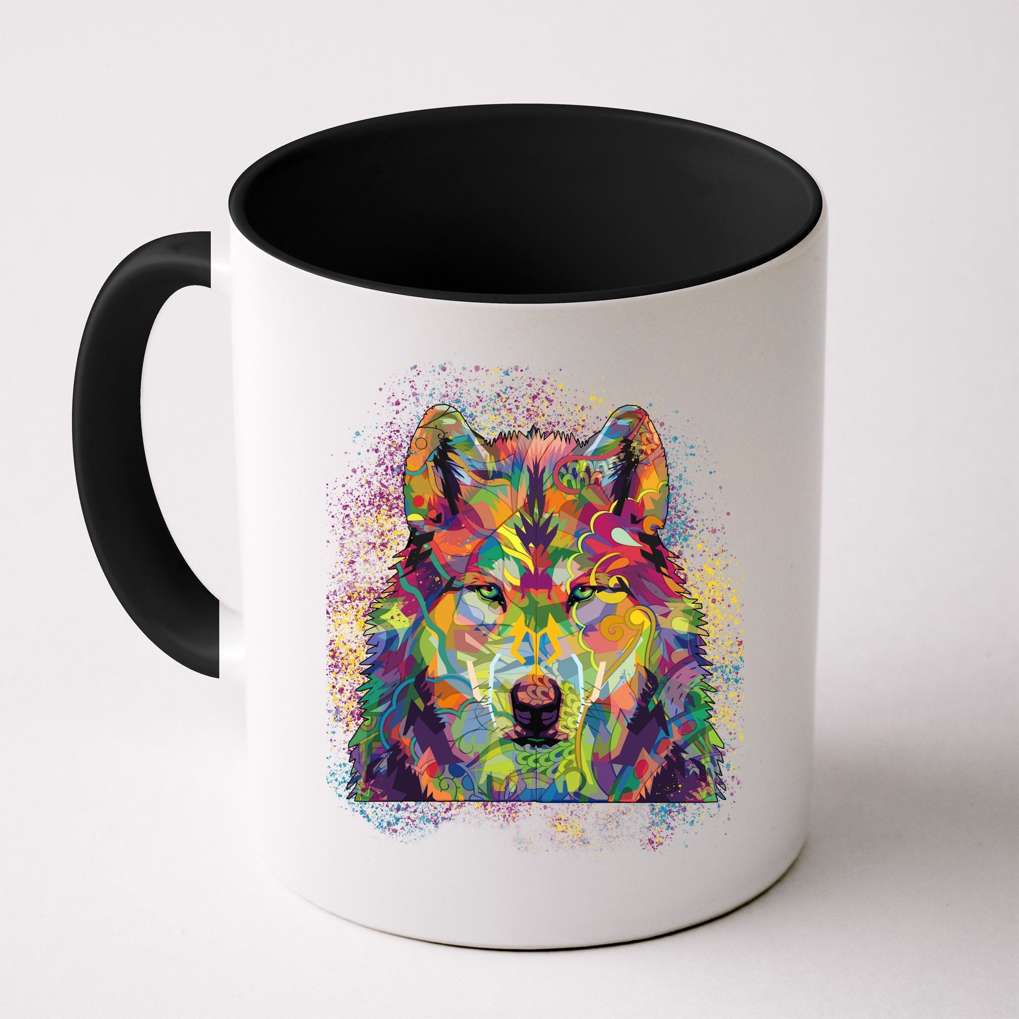 Colorful Wild Wolf Art Pattern Mug