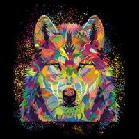 Colorful Wild Wolf Art Pattern Drawstring Bag