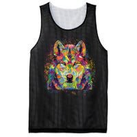 Colorful Wild Wolf Art Pattern Mesh Reversible Basketball Jersey Tank