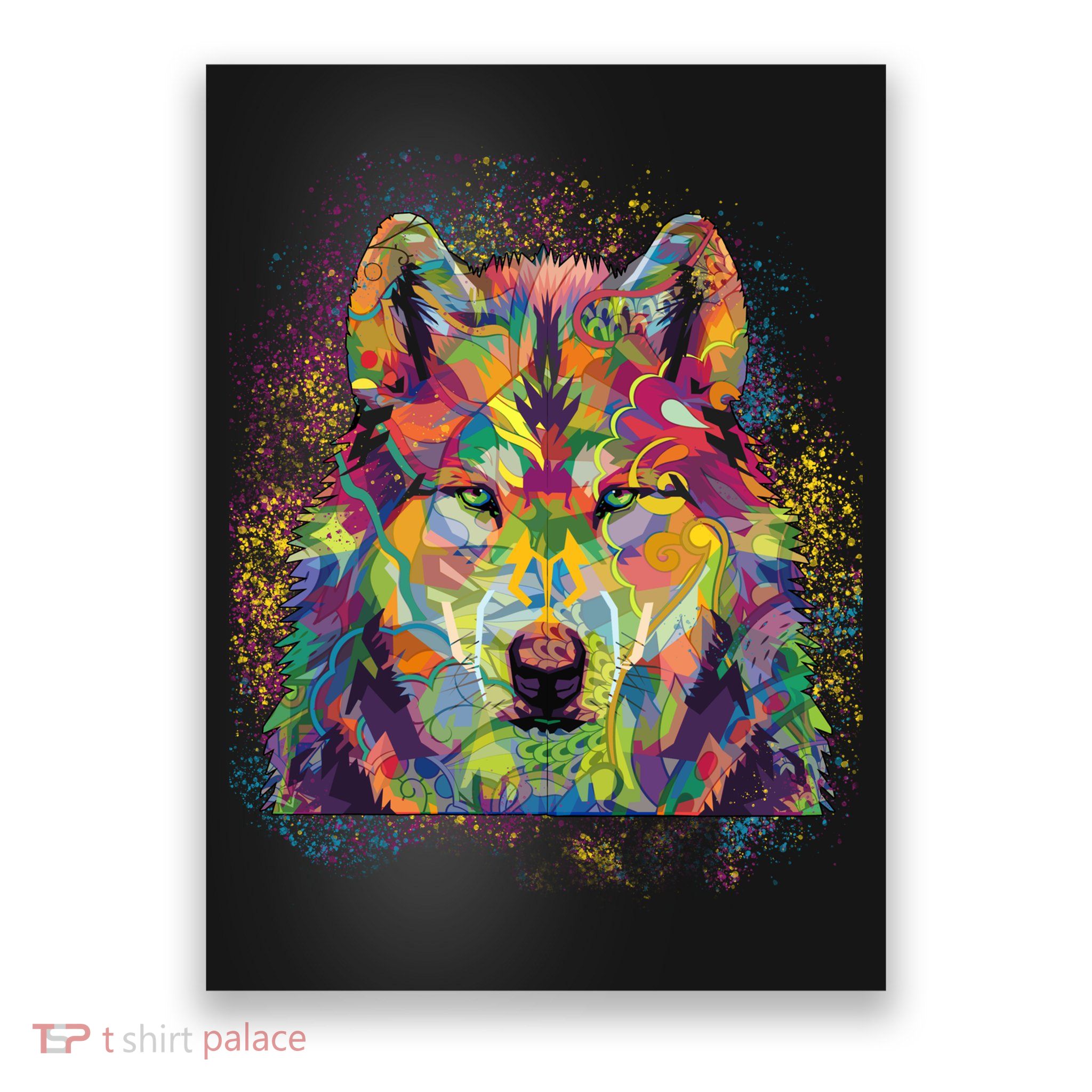 Colorful Wild Wolf Art Pattern Poster