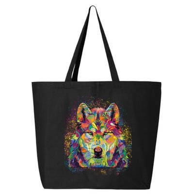 Colorful Wild Wolf Art Pattern 25L Jumbo Tote