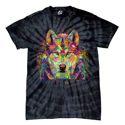 Colorful Wild Wolf Art Pattern Tie-Dye T-Shirt