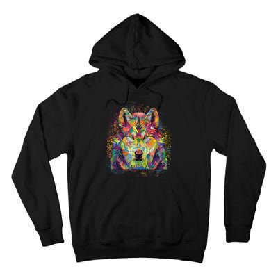 Colorful Wild Wolf Art Pattern Tall Hoodie