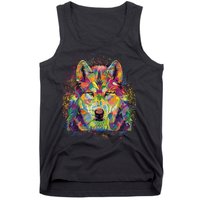 Colorful Wild Wolf Art Pattern Tank Top