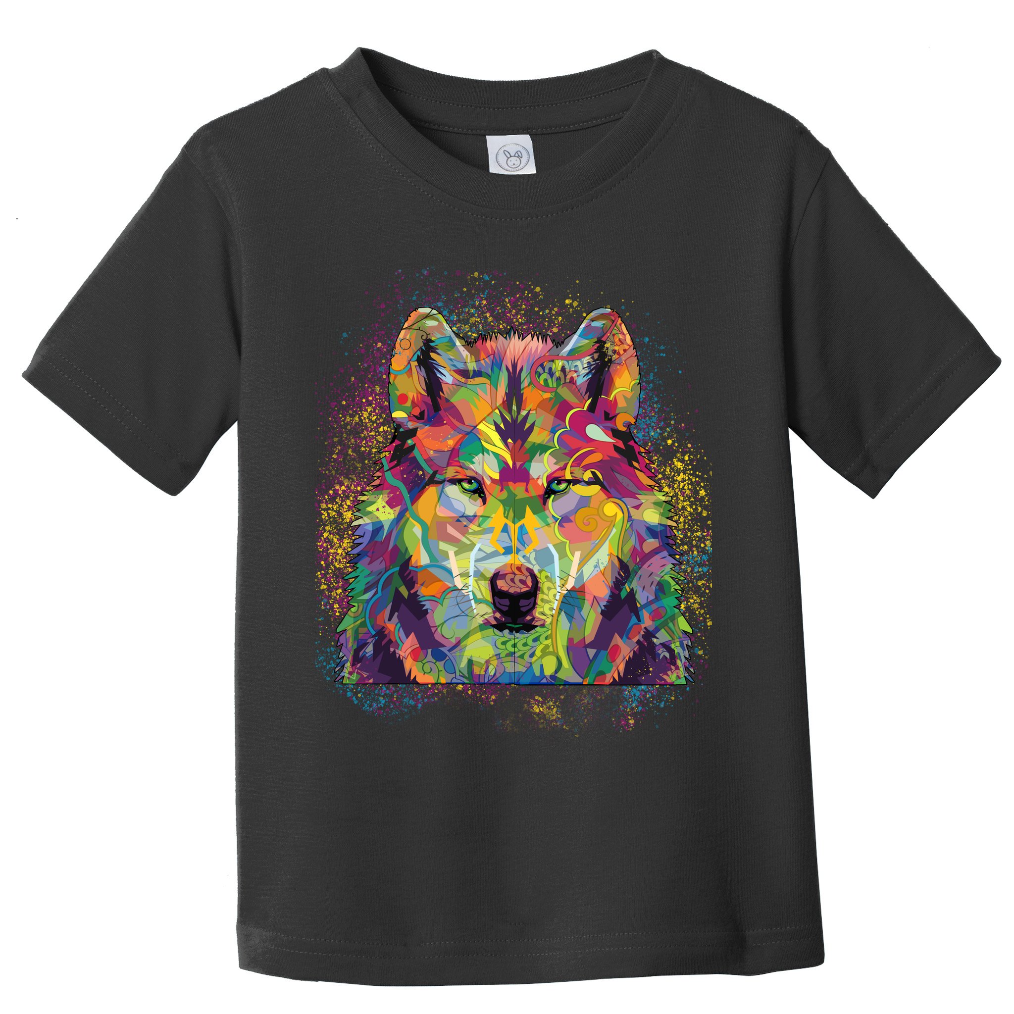 Colorful Wild Wolf Art Pattern Toddler T-Shirt