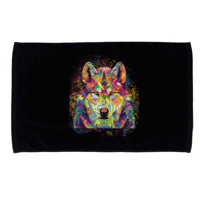 Colorful Wild Wolf Art Pattern Microfiber Hand Towel
