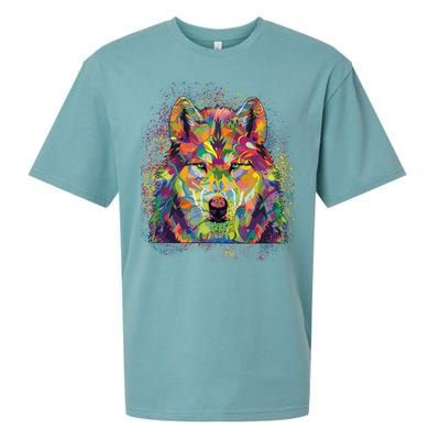 Colorful Wild Wolf Art Pattern Sueded Cloud Jersey T-Shirt