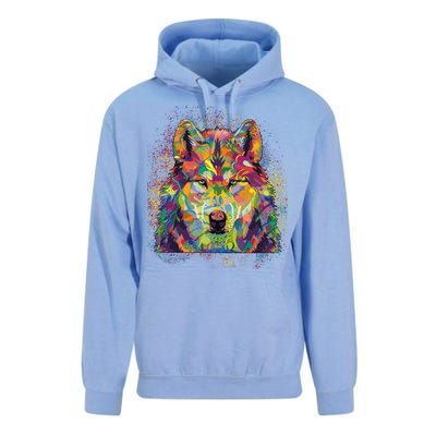 Colorful Wild Wolf Art Pattern Unisex Surf Hoodie