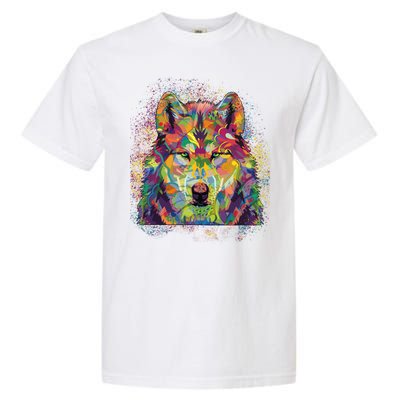 Colorful Wild Wolf Art Pattern Garment-Dyed Heavyweight T-Shirt