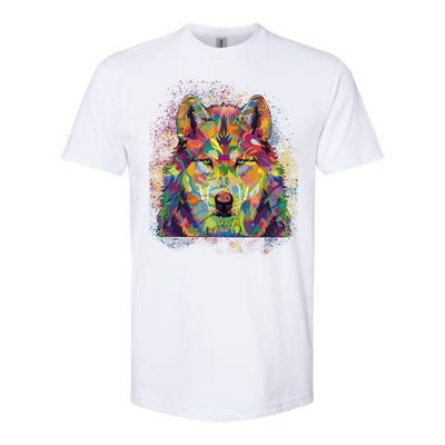 Colorful Wild Wolf Art Pattern Softstyle® CVC T-Shirt