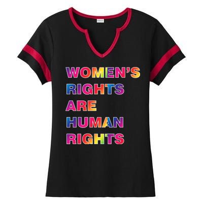 Colorful Women's Rights Are Human Rights Ladies Halftime Notch Neck Tee