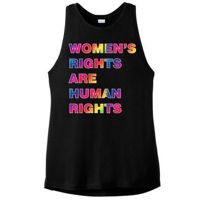 Colorful Women's Rights Are Human Rights Ladies PosiCharge Tri-Blend Wicking Tank