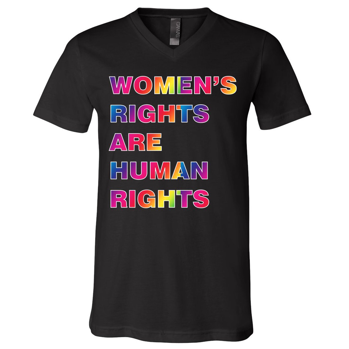 Colorful Women's Rights Are Human Rights V-Neck T-Shirt