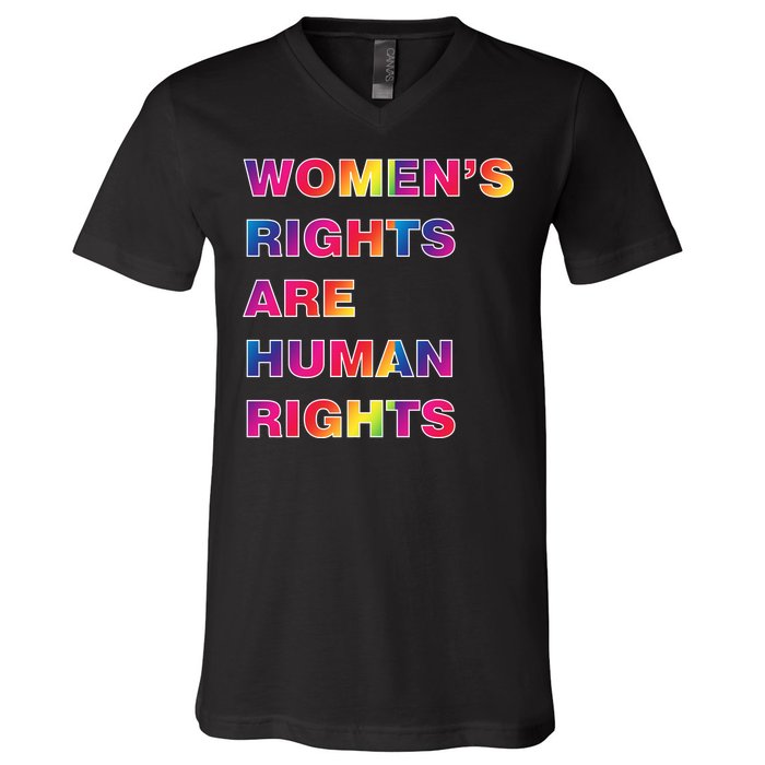 Colorful Women's Rights Are Human Rights V-Neck T-Shirt