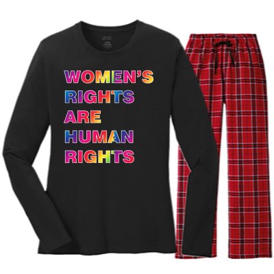 Colorful Women's Rights Are Human Rights Women's Long Sleeve Flannel Pajama Set 