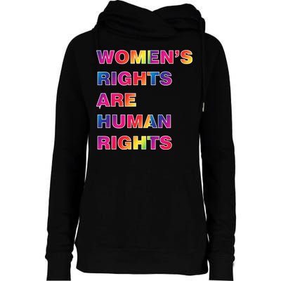 Colorful Women's Rights Are Human Rights Womens Funnel Neck Pullover Hood