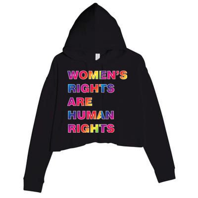 Colorful Women's Rights Are Human Rights Crop Fleece Hoodie