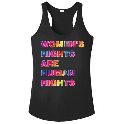 Colorful Women's Rights Are Human Rights Ladies PosiCharge Competitor Racerback Tank