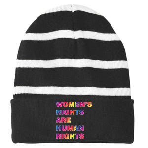 Colorful Women's Rights Are Human Rights Striped Beanie with Solid Band