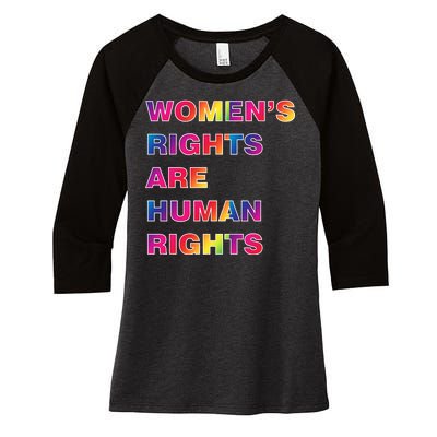 Colorful Women's Rights Are Human Rights Women's Tri-Blend 3/4-Sleeve Raglan Shirt