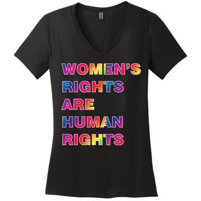 Colorful Women's Rights Are Human Rights Women's V-Neck T-Shirt