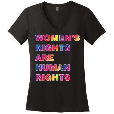 Colorful Women's Rights Are Human Rights Women's V-Neck T-Shirt