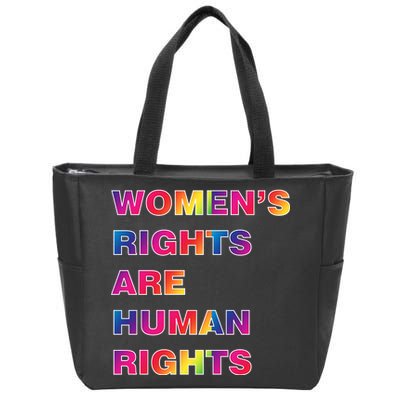 Colorful Women's Rights Are Human Rights Zip Tote Bag