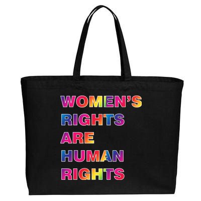 Colorful Women's Rights Are Human Rights Cotton Canvas Jumbo Tote