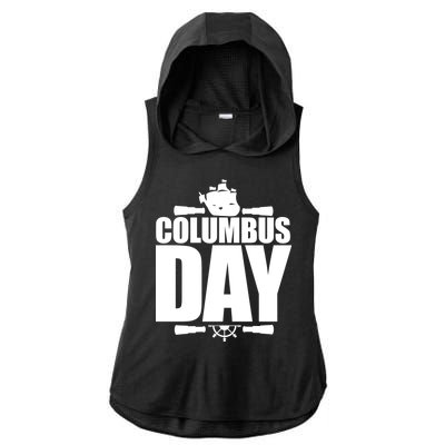 Columbus Day Ladies PosiCharge Tri-Blend Wicking Draft Hoodie Tank