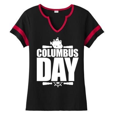 Columbus Day Ladies Halftime Notch Neck Tee