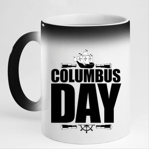 Columbus Day 11oz Black Color Changing Mug