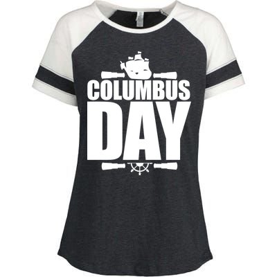 Columbus Day Enza Ladies Jersey Colorblock Tee