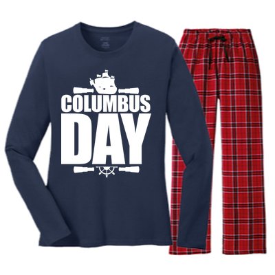 Columbus Day Women's Long Sleeve Flannel Pajama Set 